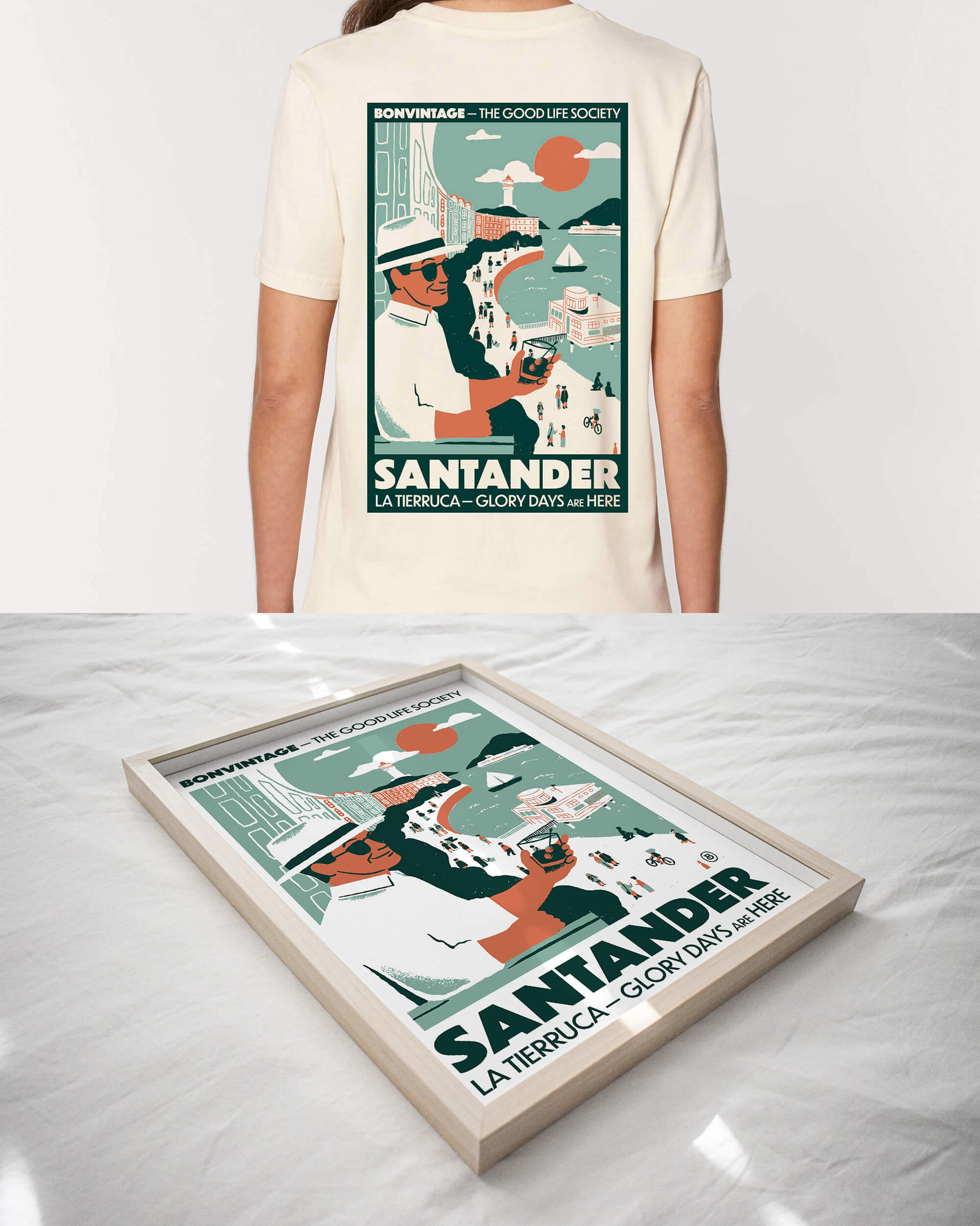 Pack Camiseta De Santander + Lámina Vintage